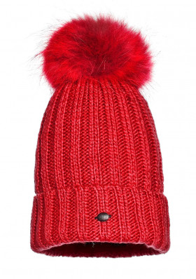 Women's hat Goldbergh Una Beanie Real Raccoon Fur Ruby Red